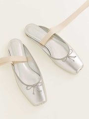 Megan Lace Up Ballet Flat - Silver
