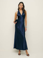 Petites Daniela Silk Dress - Navy