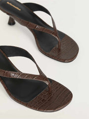 Sophie Heeled Sandal - Brown Croc-effect