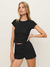 Giselle Pointelle Knit Two Piece - Black