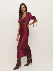 Stella Silk Dress - Crimson Clover