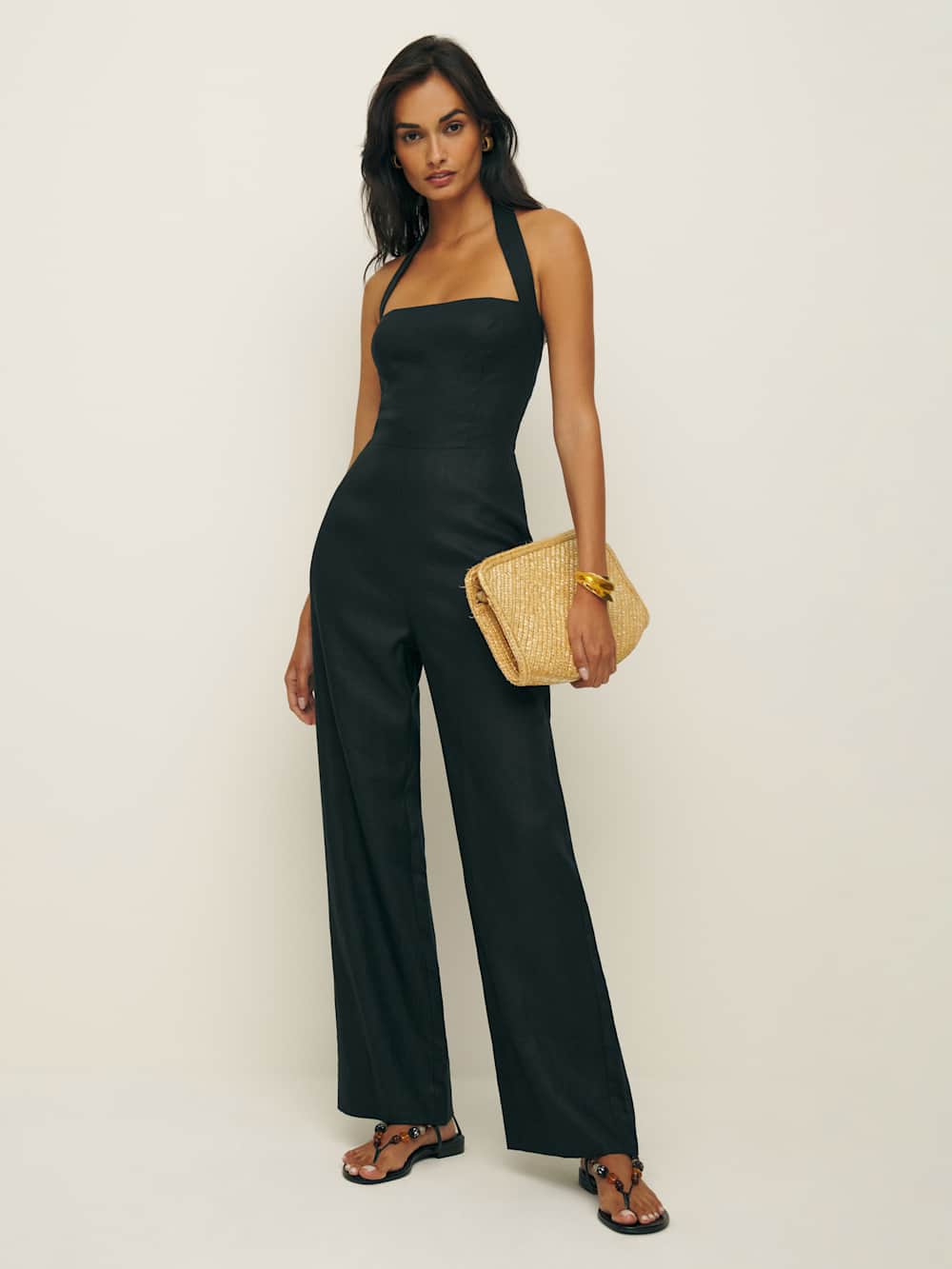 Malika Linen Jumpsuit - Black