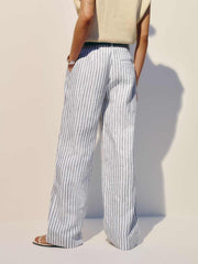 Petites Carter Linen Mid Rise Pant - Antibes Stripe