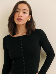 Meadow Regenerative Merino Cardigan - Black