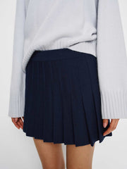 Mina Regenerative Merino Pleated Skirt - Navy