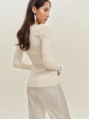 Sutton Regenerative Merino Open Knit Sweater - Cream