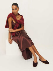 Melly Flat Mule - Dark Cherry Velvet