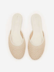 Melly Flat Mule - Ivory Crochet