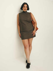 Sutton Top Es - Brown Herringbone