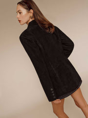 Veda Leon Oversized Blazer - Black Suede