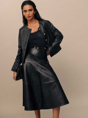 Veda Carmen Leather Skirt - Black