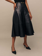 Veda Carmen Leather Skirt - Black