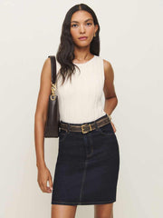 Mona Mid Rise Denim Skirt - Ondine