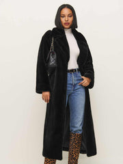 Chloe Faux Fur Oversized Coat - Black