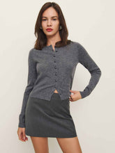 Caspia Cashmere Cropped Cardigan - Thunder