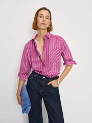 Eli Oversized Shirt - Hibiscus Stripe
