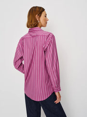 Eli Oversized Shirt - Hibiscus Stripe
