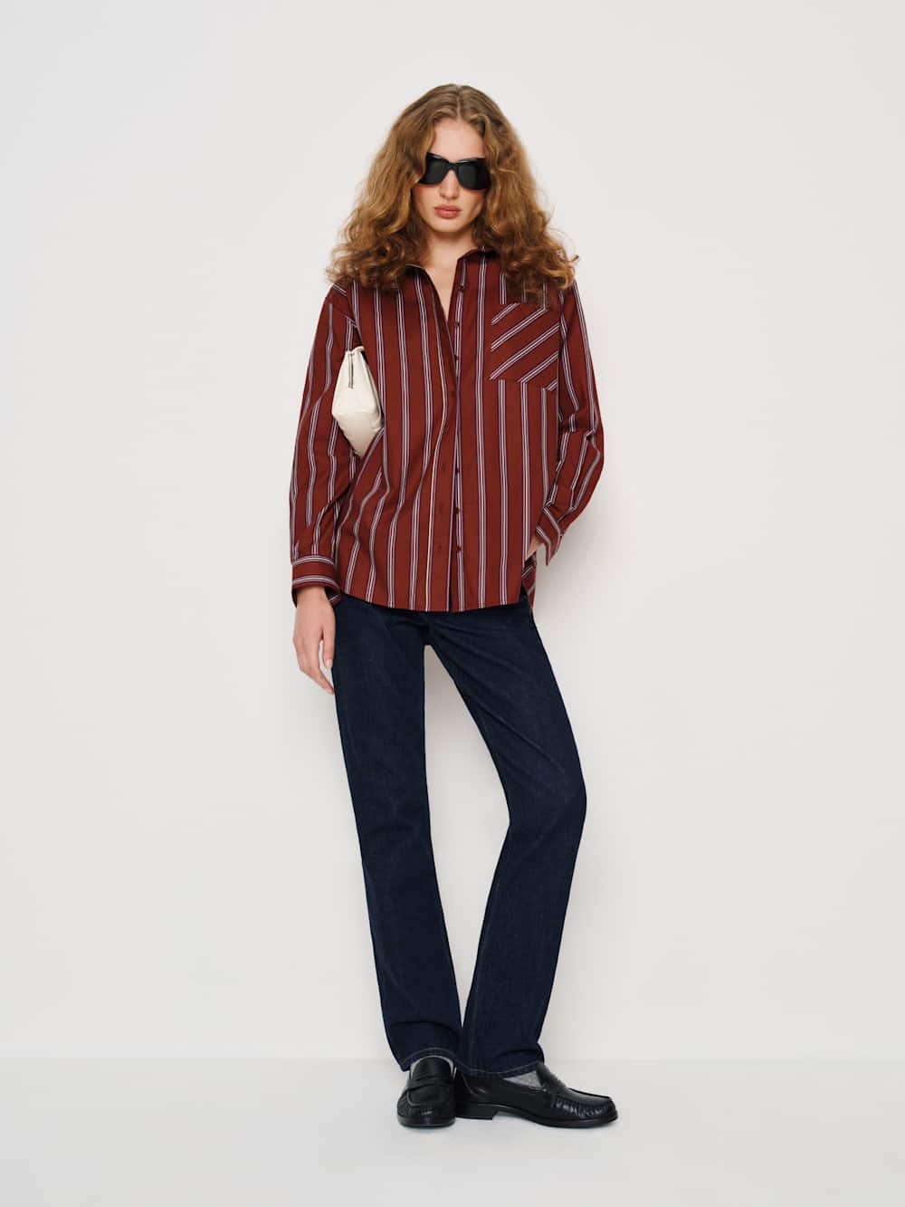 Eli Oversized Shirt - Merlot Stripe