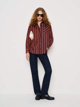 Eli Oversized Shirt - Merlot Stripe