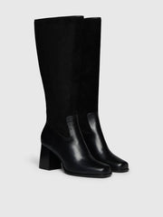 Frederique Knee High Boot - Black Suede Leather