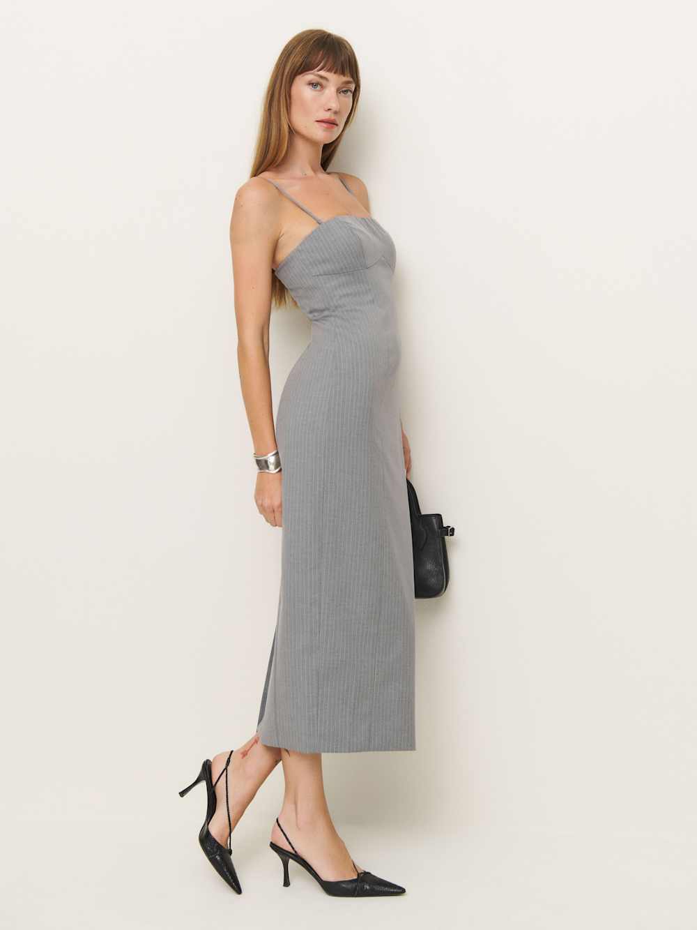 Angelo Dress - Grey Pinstripe