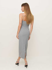 Angelo Dress - Grey Pinstripe