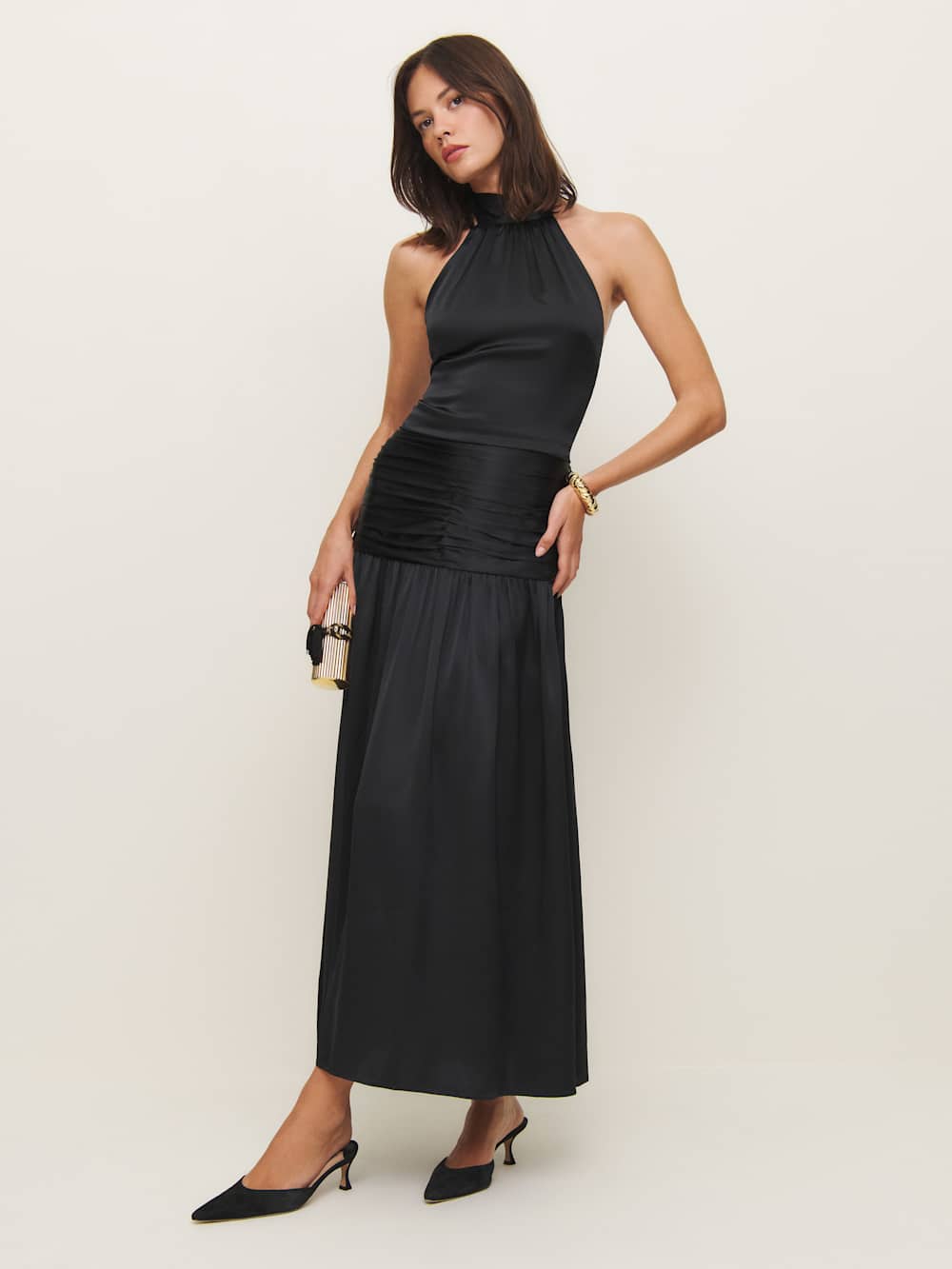 Petites Zaria Silk Dress - Black