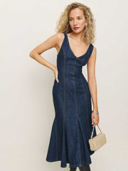 Serafina Denim Midi Dress - Ithaca