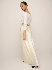 Bella Satin Skirt - Fior Di Latte