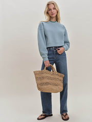 Grace Cropped Vintage Oversized Crewneck Sweatshirt - Teardrop