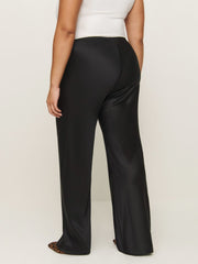 Gale Satin Mid Rise Bias Pant Es - Black
