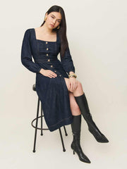 Celeste Denim Midi Dress - Liffey