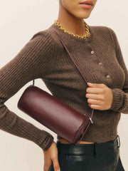 Simona Cylinder Bag - Ruby Leather