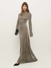 Donya Velvet Dress - Taupe