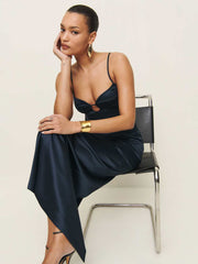 Sathia Satin Dress - Navy