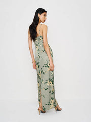 Sathia Satin Dress - Shade Garden