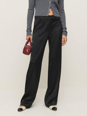 Mimi Low Rise Satin Pant - Black