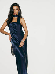 Petites Oren Silk Dress - Navy