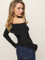 Florie Twist Front Sweater - Black