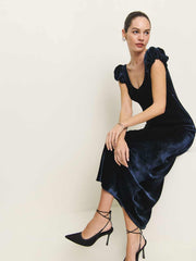 Rhia Velvet Dress - Navy