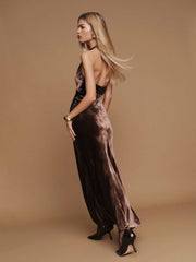 Daniella Velvet Dress - Mahogany