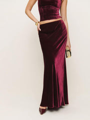 Bella Velvet Skirt - Chianti