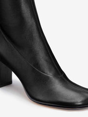 Belinda Knee High Boot - Black Stretch Leather