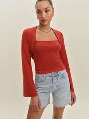 Chloe Knit Shrug Set - Sundried Tomato