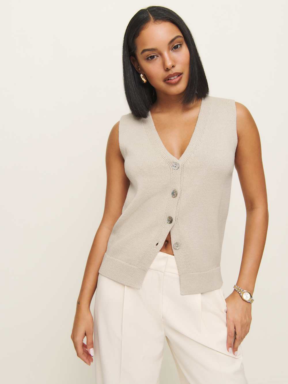 Linden Cotton Sweater Vest - Coyote