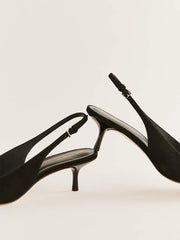 Wrenley Heeled Slingback - Black Suede