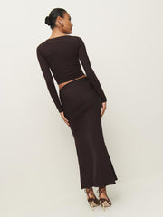 Emi Knit Two Piece - Black Currant