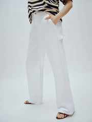 Diego Mid Rise Baggy Utility Jeans - Optic White
