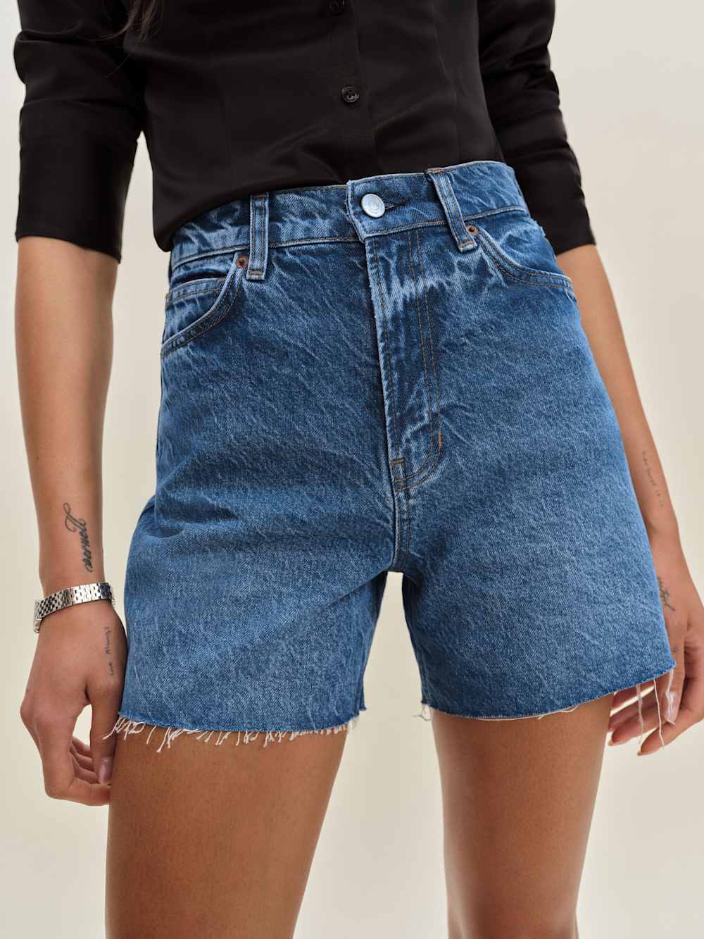 Saige High Rise 4” Jean Shorts - Pelican