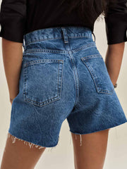 Saige High Rise 4” Jean Shorts - Pelican